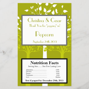 Microwave Popcorn Wrapper Modern Green/White Trees