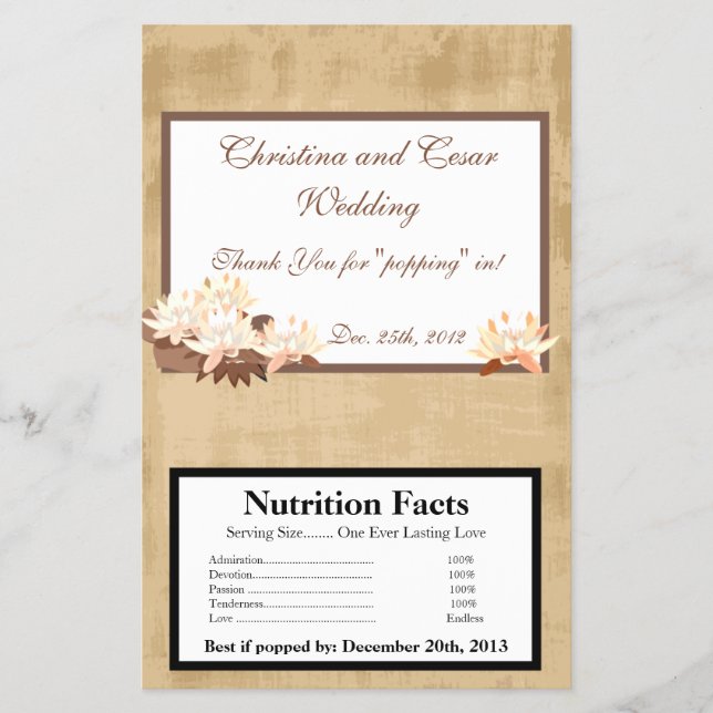 Microwave Popcorn Wrapper Oriental Flowers (Front)