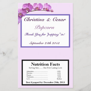 Microwave Popcorn Wrapper Purple Orchids on Stem