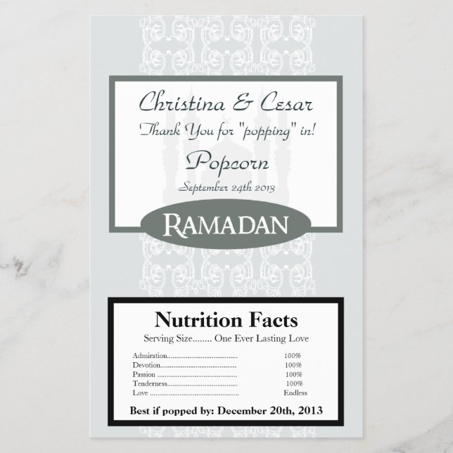 Microwave Popcorn Wrapper Soft Blue Islamic Ramada (Front)