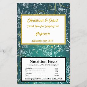 Microwave Popcorn Wrapper Teal/Yellow Mustard Flor