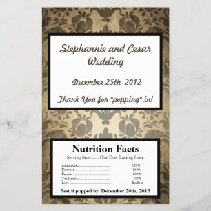 Microwave Popcorn Wrapper Vintage Brown Damask