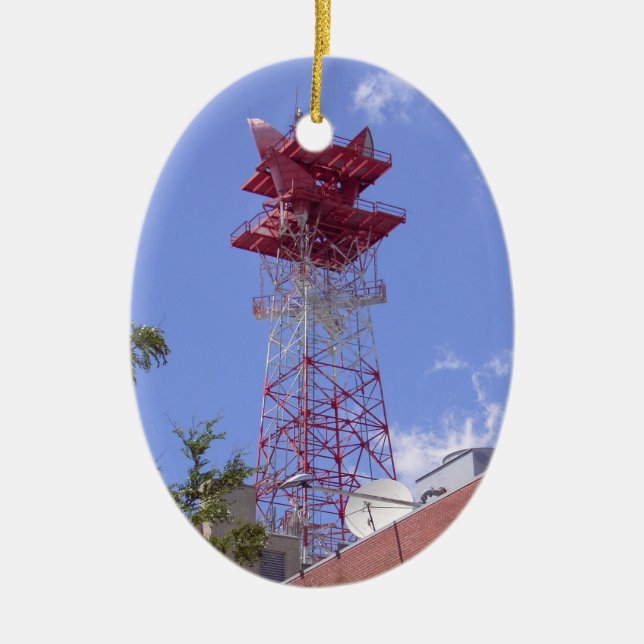 Microwave Relay Radio Telecom Tower Ceramic Tree Decoration (Front)