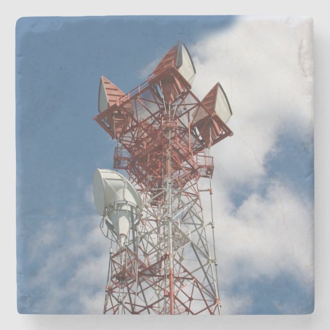 Microwave Telecommunications Towe Stone Coaster (Front)