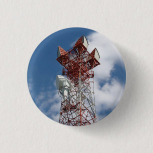 Microwave Telecommunications Tower 3 Cm Round Badge