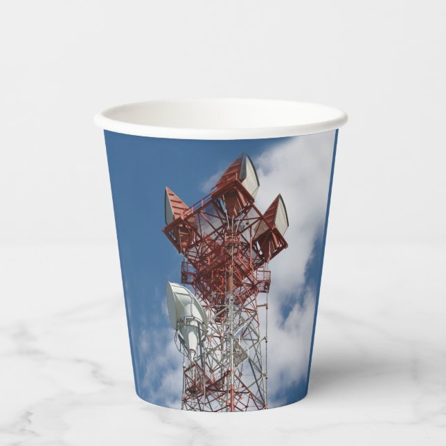 Microwave Telecommunications Tower Paper Cups (Front)