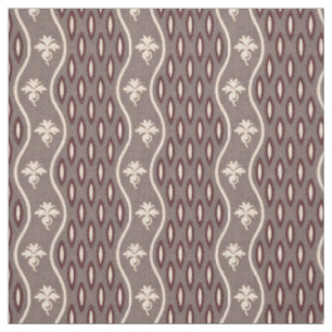 Mid-1800s Wavy Stripe, Grey and Burgundy Fabric