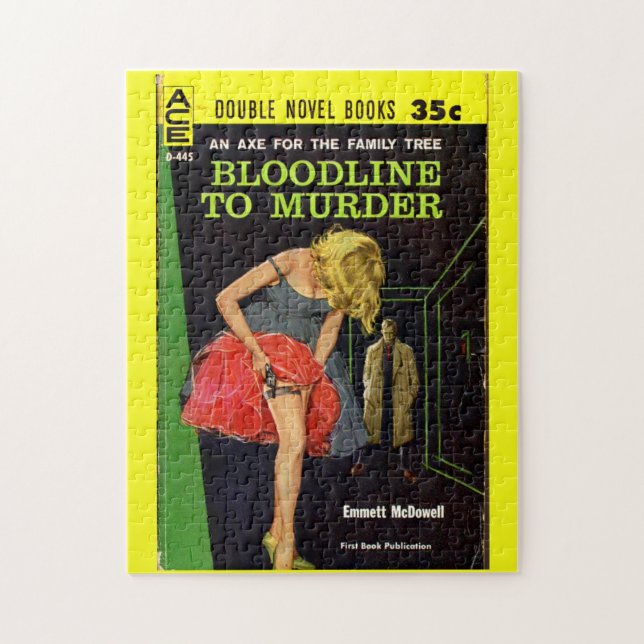 mid-1950s Bloodline to Murder pulp cover Jigsaw Puzzle (Vertical)