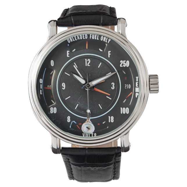 Mid 1970s Classic Car Clock With Gauges Watch (Front)