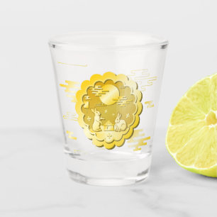 Mid Autumn Festival Gold Mooncake Moon Rabbit Shot Glass