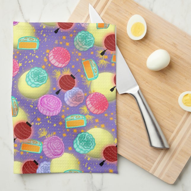 Mid Autumn festival lavender Kitchen Towel (Quarter Fold)
