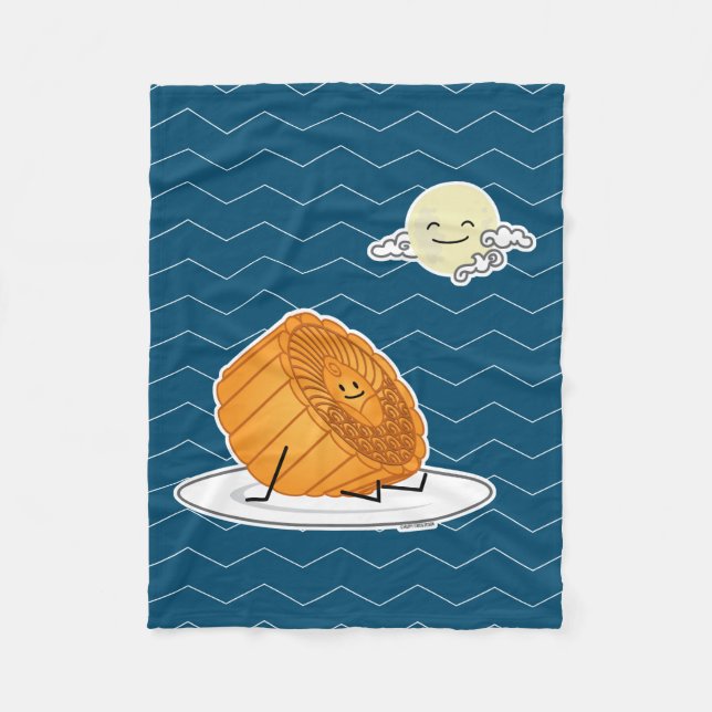 Mid Autumn Festival Moon cake lunar mooncakes past Fleece Blanket (Front)