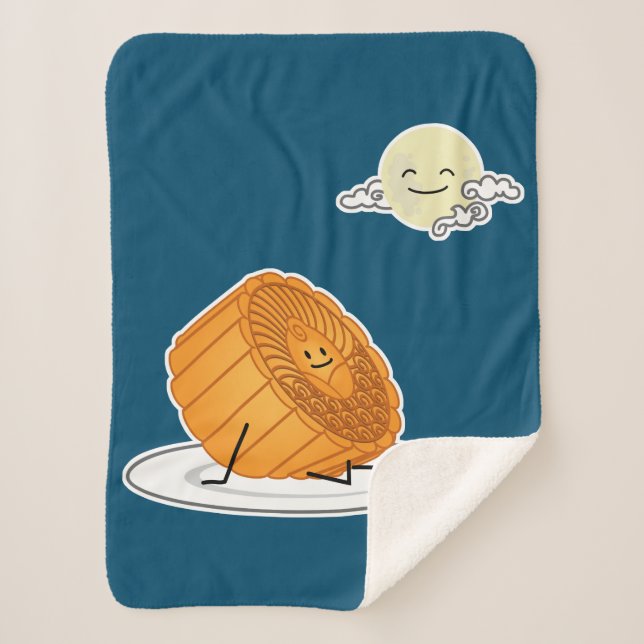 Mid Autumn Festival Moon cake lunar mooncakes past Sherpa Blanket (Front)