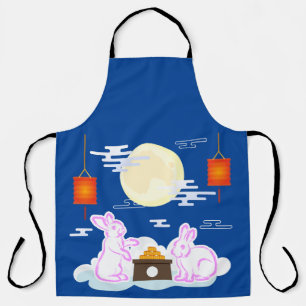 Mid Autumn Festival Moon Rabbit Mooncake Clouds Apron