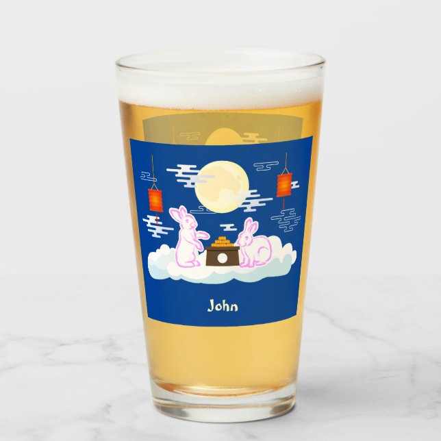 Mid Autumn Festival Moon Rabbit Mooncake Clouds Glass (Front Filled)