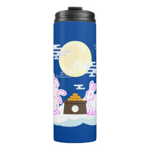 Mid Autumn Festival Moon Rabbit Mooncake Clouds Thermal Tumbler