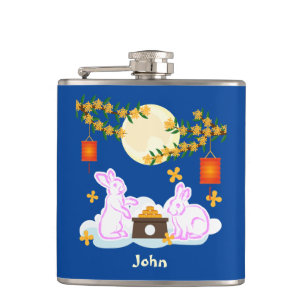 Mid Autumn Festival Moon Rabbit Mooncake Osmanthus Hip Flask