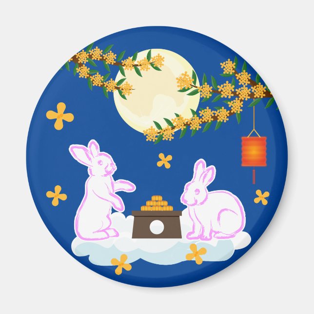 Mid Autumn Festival Moon Rabbit Mooncake Osmanthus Magnet (Front)