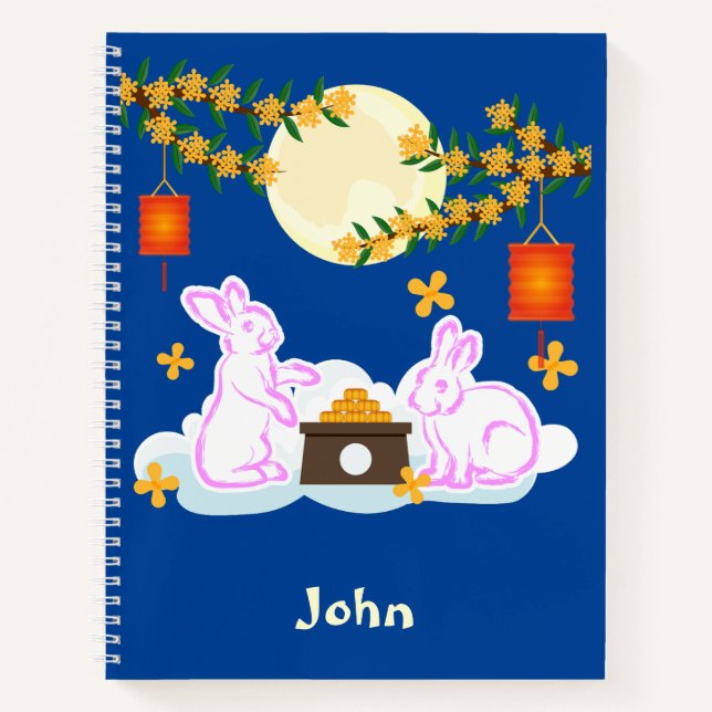 Mid Autumn Festival Moon Rabbit Mooncake Osmanthus Notebook (Front)
