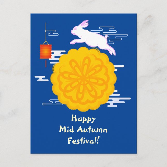 Mid Autumn Festival Mooncake Jumping Moon Rabbit Postcard (Front)