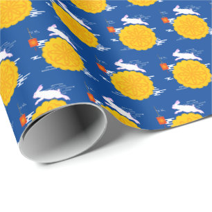 Mid Autumn Festival Mooncake Jumping Moon Rabbit Wrapping Paper
