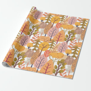Mid autumn seamless pattern with multicolored tree wrapping paper