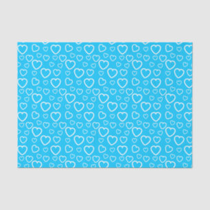Mid Blue and White Love Hearts Pattern Tissue Paper