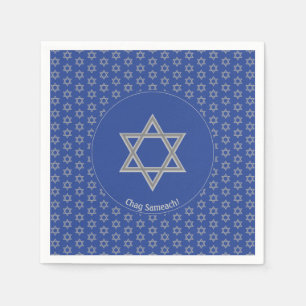 Mid Blue Customisable STAR OF DAVID Paper Napkin