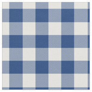 Mid Blue & White Gingham Plaid Fabric