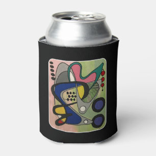 'Mid-Cent Mod Abst, Astro Picnic' painting on a Can Cooler