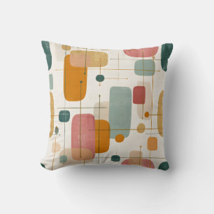 Mid centrury Teal, gold and pink abstract Cushion