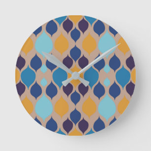 Mid Century 1960s Geometric Beige Round Clock