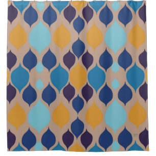 Mid Century 1960s Geometric Beige Shower Curtain