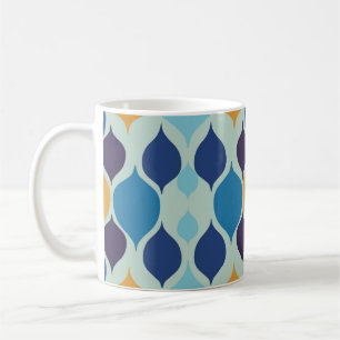 Mid Century 1960s Geometric Blue Coffee Mug