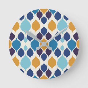 Mid Century 1960s Geometric Colorful   Round Clock