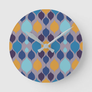 Mid Century 1960s Geometric Pastel Round Clock