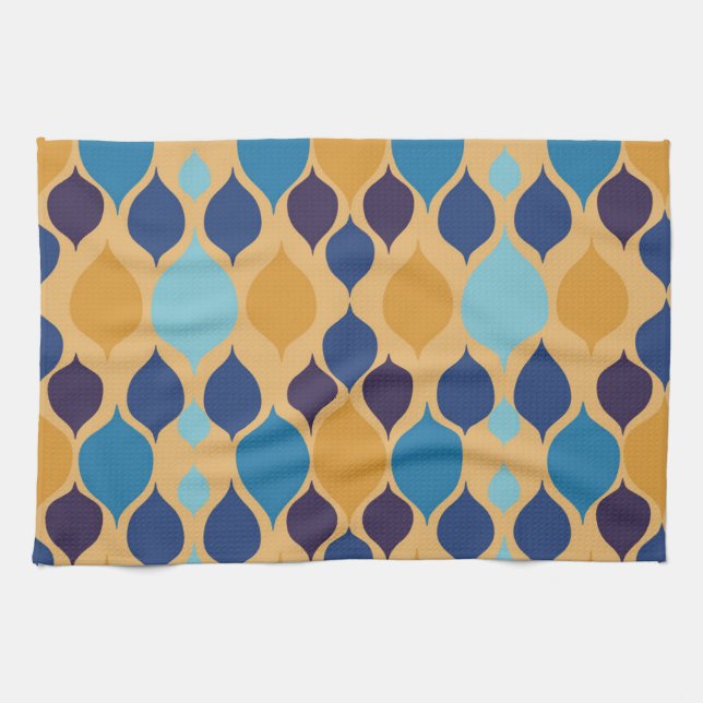 Mid Century 1960s Geometric Yellow Tea Towel (Horizontal)