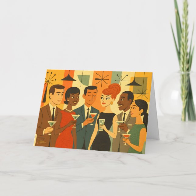 Mid Century 60s Office Cocktail Party Card (Front)