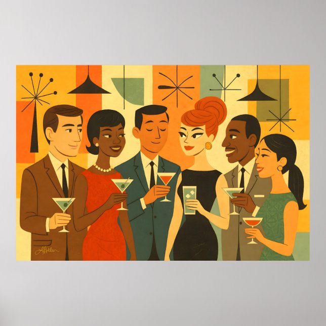 Mid Century 60s Office Cocktail Party Poster (Front)