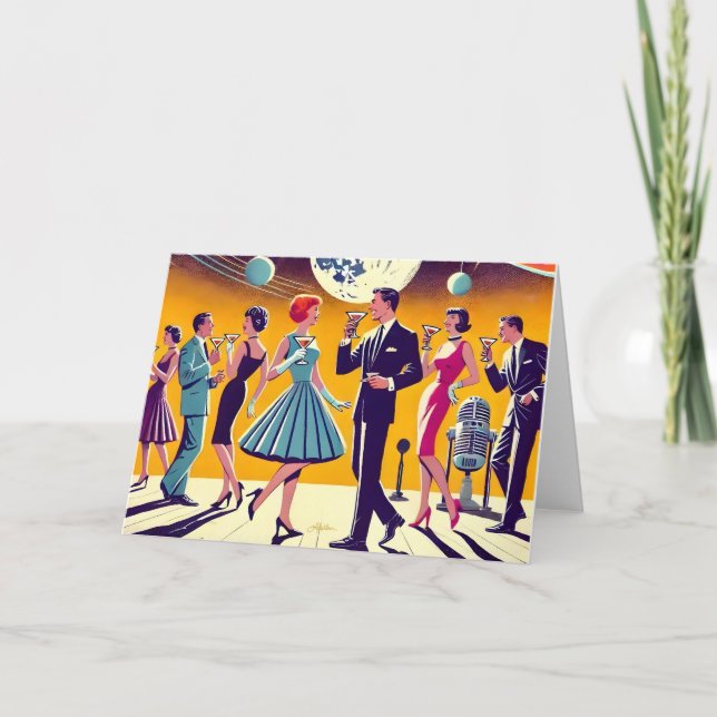 Mid Century 60s Space Age Cocktail Party Card (Front)