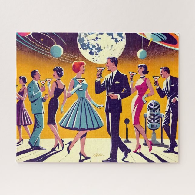 Mid Century 60s Space Age Cocktail Party Jigsaw Puzzle (Horizontal)