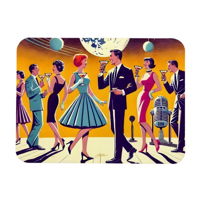 Mid Century 60s Space Age Cocktail Party Magnet (Horizontal)