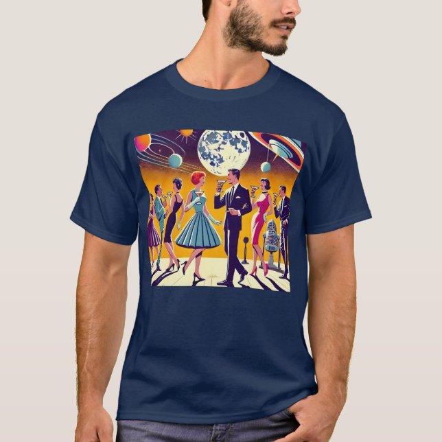 Mid Century 60s Space Age Cocktail Party T-Shirt (Front)