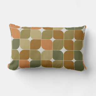 Mid Century Abstract Brown Orange Tan Pattern  Lumbar Cushion