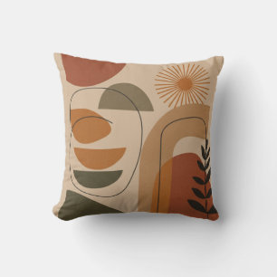 Mid-Century Abstract Earth Tone Throw Pillow