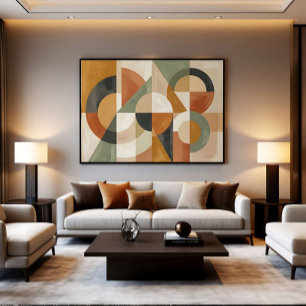 Mid-Century Abstract Earthy Tones Canvas Print