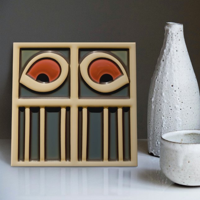 Mid-Century Abstract Eyes Arts Crafts Movement Tile (Creator Uploaded)