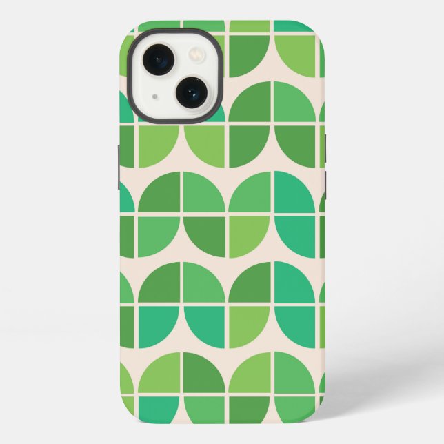  Mid Century Abstract Geometric Green Pattern  iPhone Case (Back)