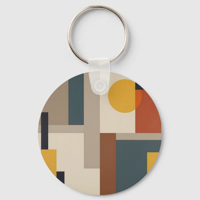 Mid Century Abstract Geometric Harmony Key Ring (Front)