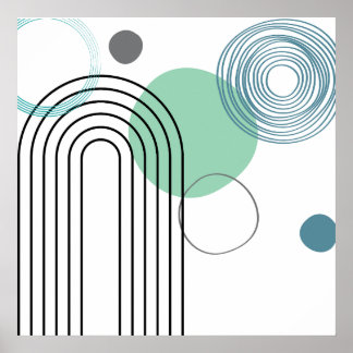 Mid Century Abstract Geometric pastel modern Poster